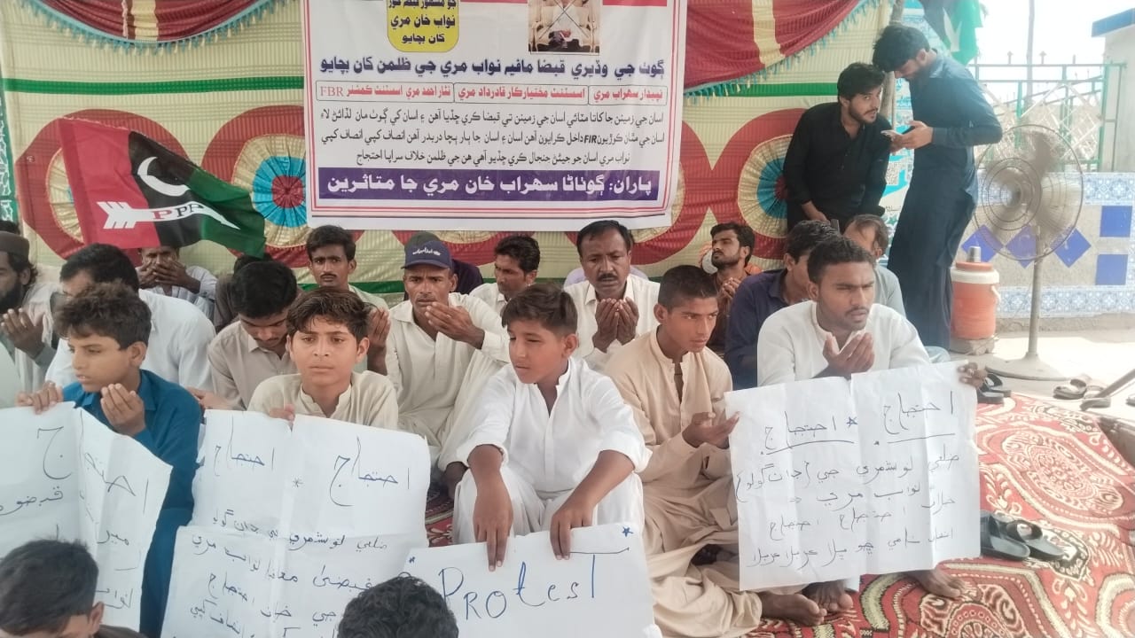 نوشهروفيروز ۾ ڳوٺ سهراب مري واسين جو بااثر خلاف پنجين ڏينهن به انوکو احتجاج