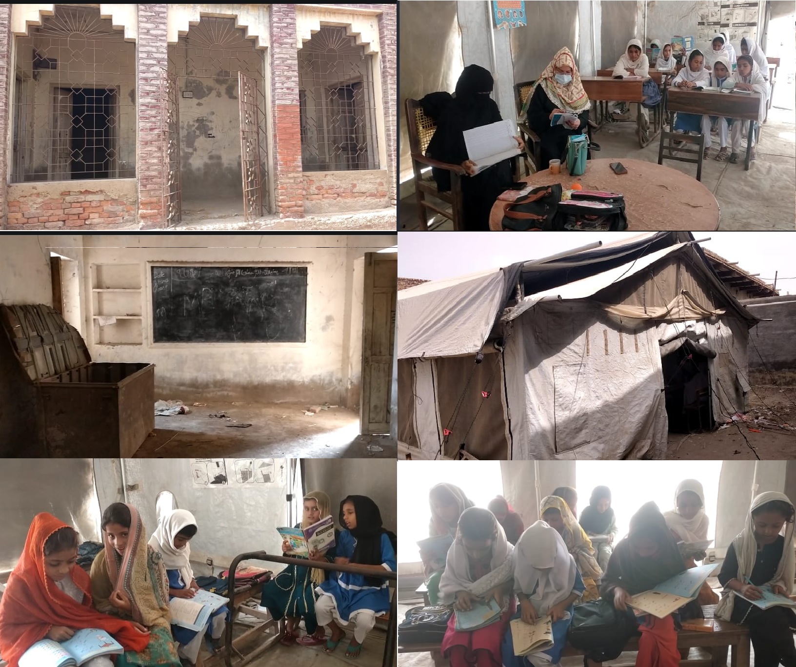 ڏوڪري: ڳوٺ سامٽيا جي گرلس اسڪول جي عمارت زبون حال، شاگردياڻيون تنبو ۾ تعليم پرائڻ تي مجبور