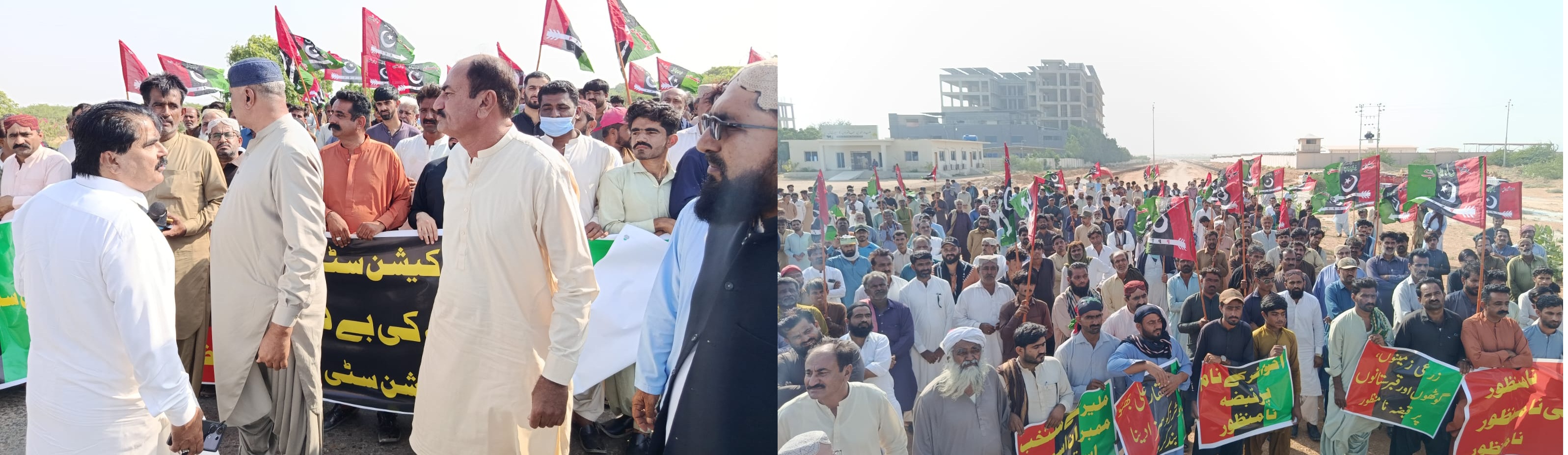 ملير ۾ هزارين ماڻهن جو ڌرڻو، 10 هزار ايڪڙن جي سمري منظور ٿيڻ تي چونڊيل نمائندن جي گهيراءُ جو چتاءُ