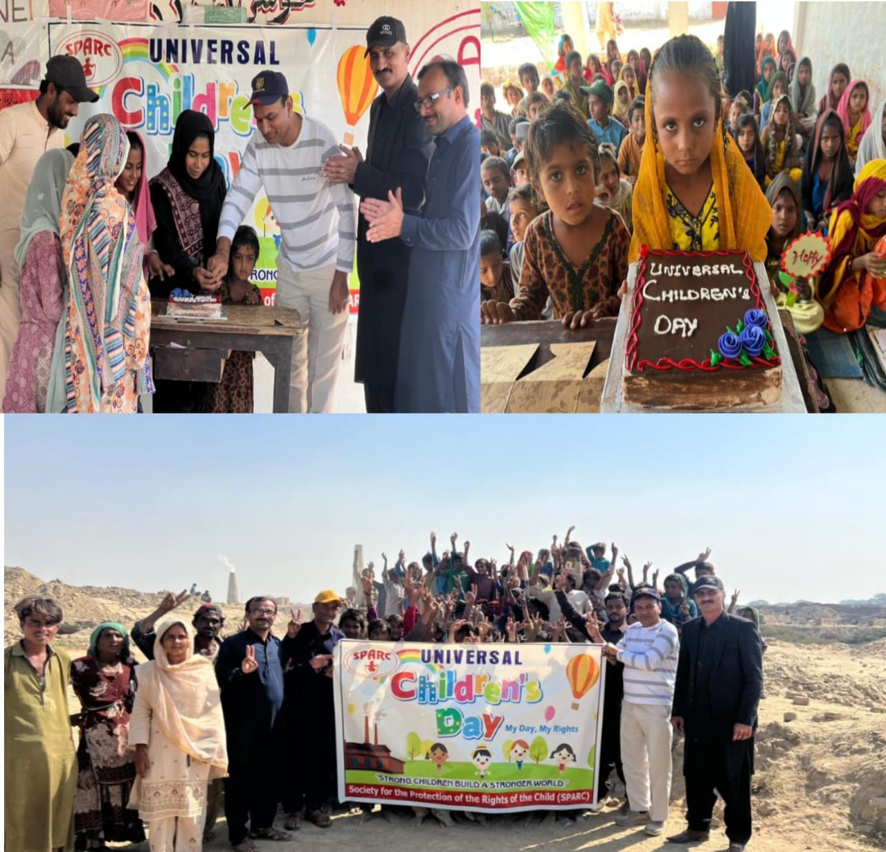 عمرڪوٽ ۾ ٻارڙن جو عالمي ڏهاڙو سرن جي بٺن تي مزدورن جي ٻارن سان ملهايو ويو