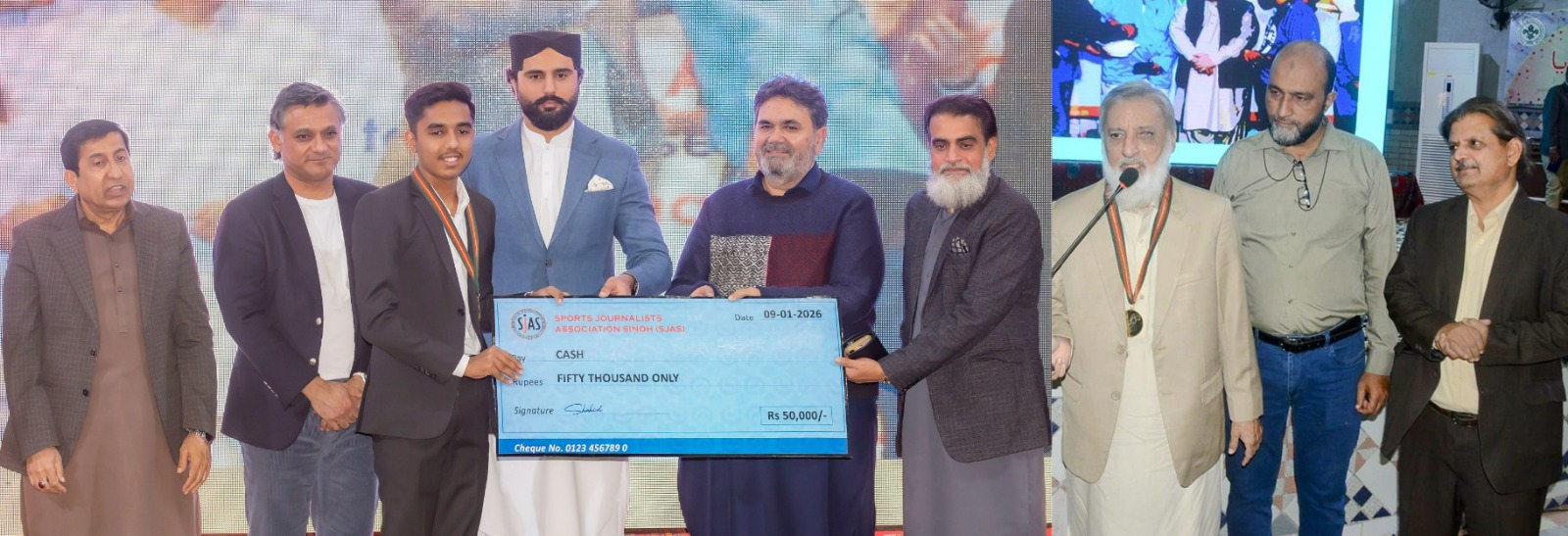 اسپورٽس جرنلسٽس ايسوسيئيشن آف سنڌ (سجاس) جي ميزباني هيٺ سالياني ايوارڊز تقريب منعقد
