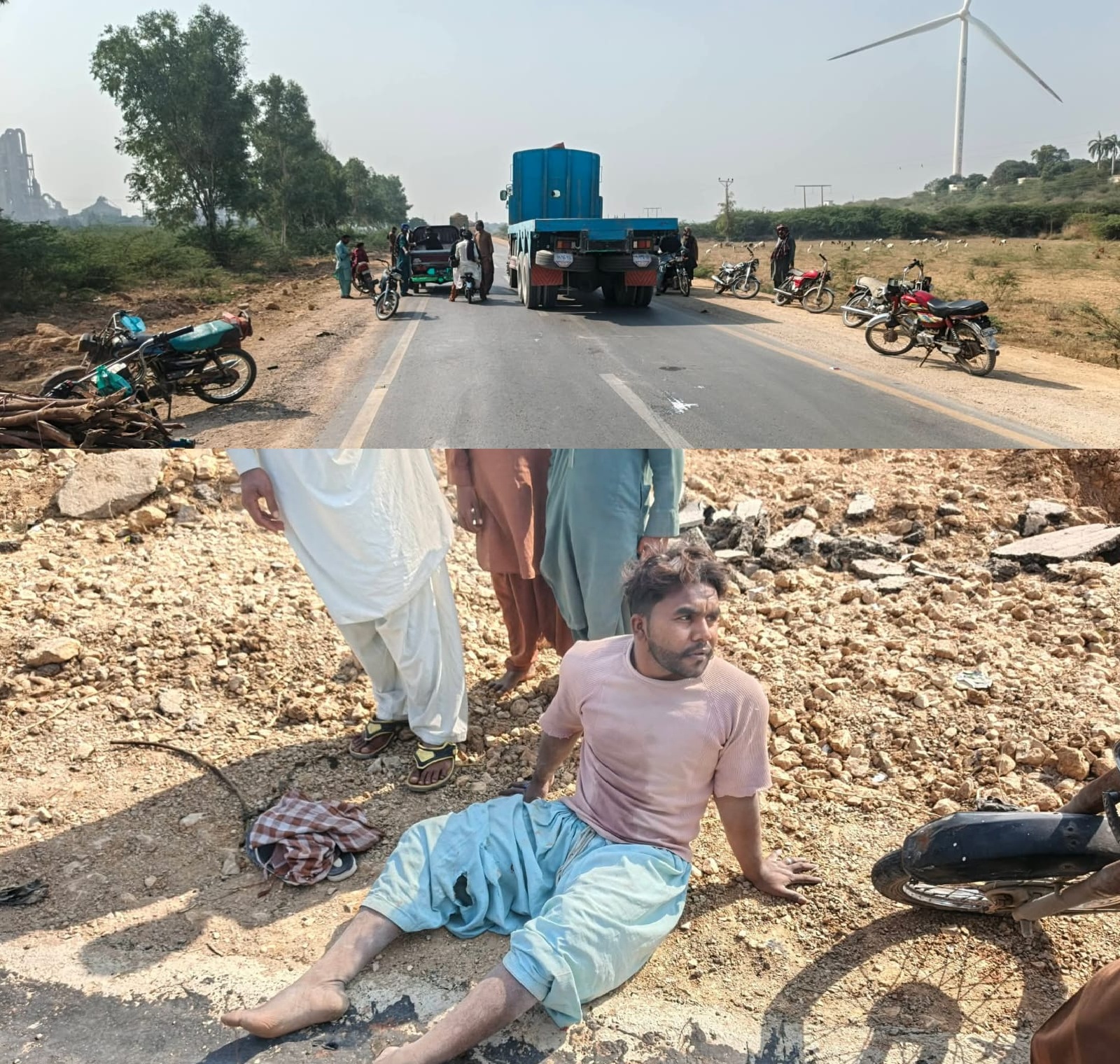 ٺٽو: غلام اللہ روڈ پر دو موٹر سائیکلوں کے ٹکرانے سے دو شدید زخمی