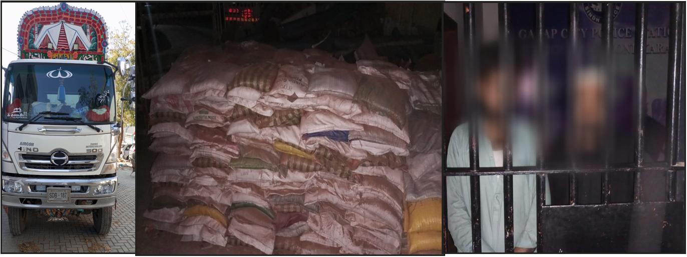 گڏاپ سٽي پوليس جي ڪارروائي، ساڍا ٽي ٽن کان وڌيڪ سوپاريون هٿ، 2 جوابدار گرفتار