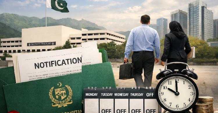 ہفتے میں 4 دن کام کرنے کا فیصلہ، نوٹیفکیشن جاری