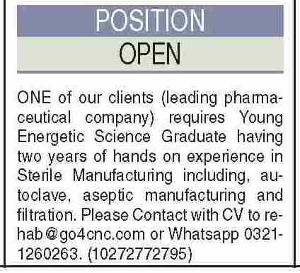Latest Pharmaceutical Company Manufacturing Posts Karachi 2023