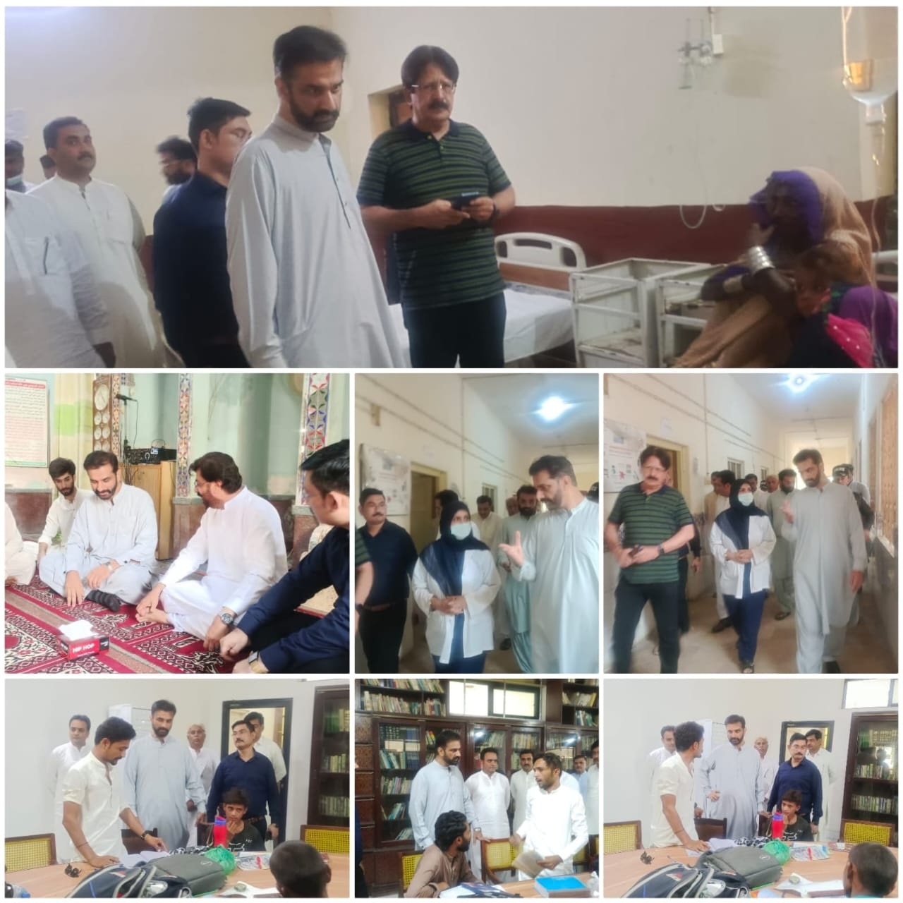 Commissioner Shaheed Benazirabad Nadeem Ahmed Abro Visits Tando Adam, Inspects Imam Bargahs, Hospital, and Library