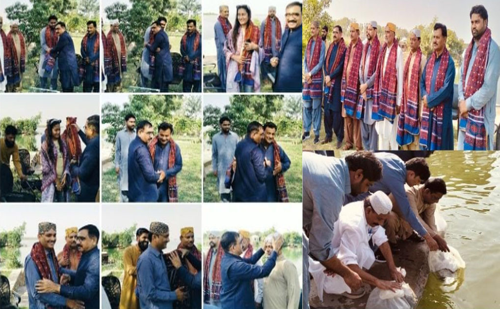 ڪينجهر ڍنڍ تي ڊائريڪٽر جنرل فشريز ميرين سراج احمد سولنگي جي مان ۾ تقريب