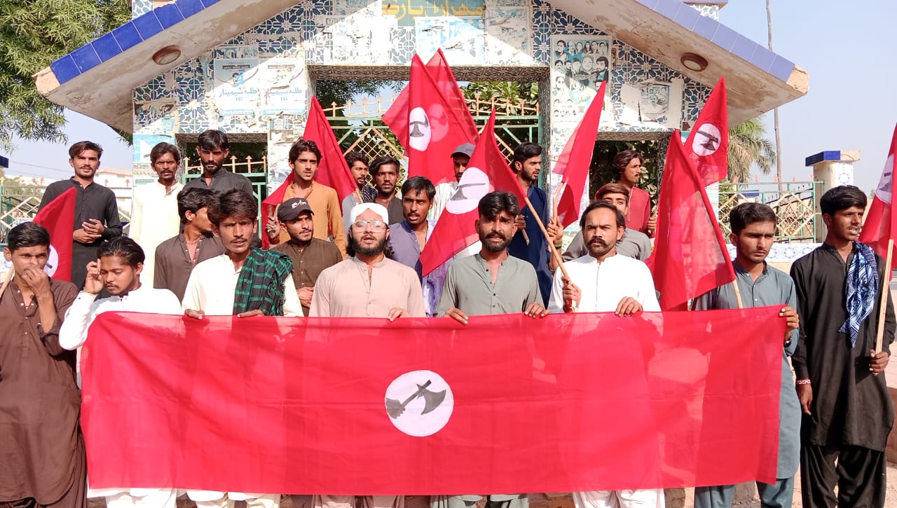 نوشهروفيروز ۾ غني امان چانڊيو ۽ ٻين جي آزادي لاءِ احتجاجي مظاهرو