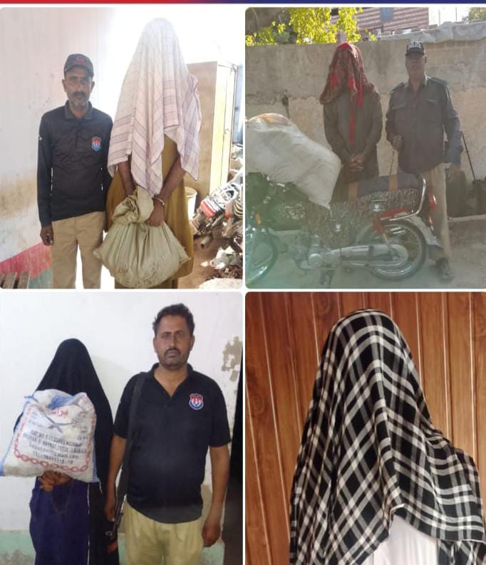 ٺٽي جي مختلف علائقن ۾ پوليس جون منشيات فروشن خلاف ڪارروائيون، 4 ڄڻا گرفتار