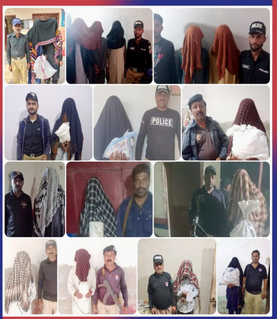 ٺٽو پوليس جون ڪارروائيون، منشيات فروشن سميت 20 جوابدار گرفتار