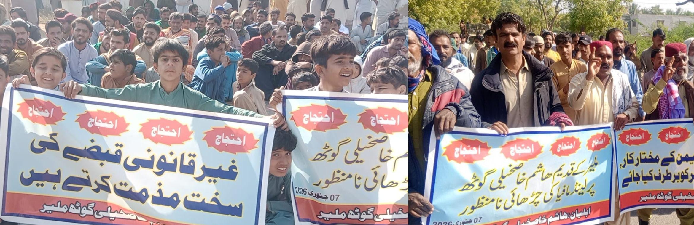 ملير: قديم سنڌي وسندي هاشم خاصخيلي ڳوٺ جي مهاڳ جي زمين  خالي ڪرائڻ جا نوٽس، سوين ڳوٺاڻا ۽ سياسي سماجي اڳواڻ رستن تي نڪري آيا، مزاحمت جو اعلان