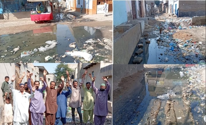 پپري جي صابو گبول ڳوٺ ۾ رمضان ۾ به گٽرن جو گندو پاڻي بيٺل، رهواسين جو احتجاج