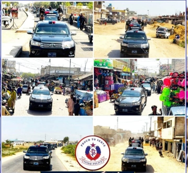 ايس ايس پي سجاول جي هدايت تي پوليس پاران فليگ مارچ