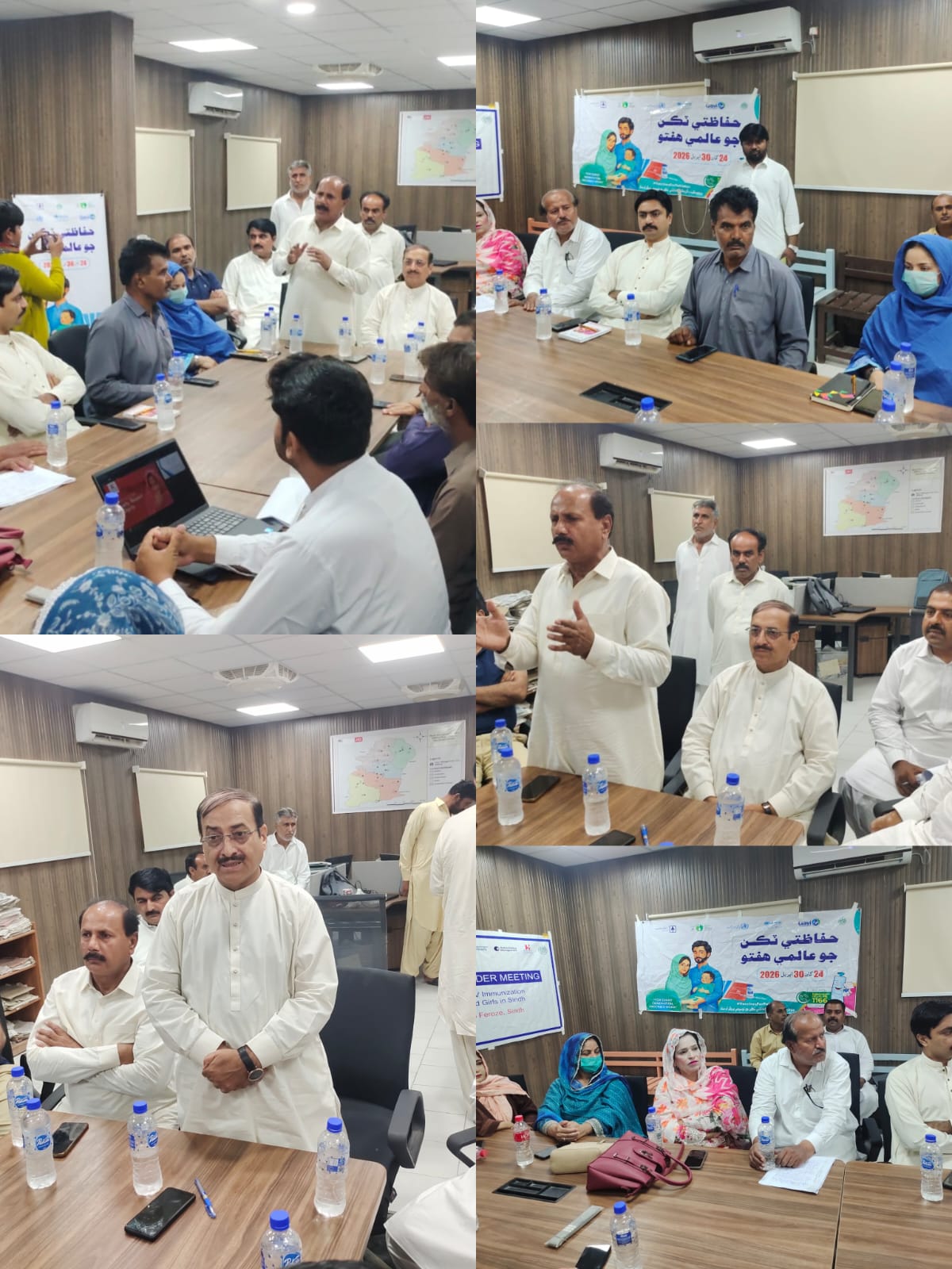 نوشهروفيروز ۾ انڊس اسپتال ۽ حڪومتِ سنڌ جي سهڪار سان ويڪسين مهم بابت اجلاس